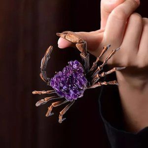 Amethyst & Brass Crab Sculpture Decor